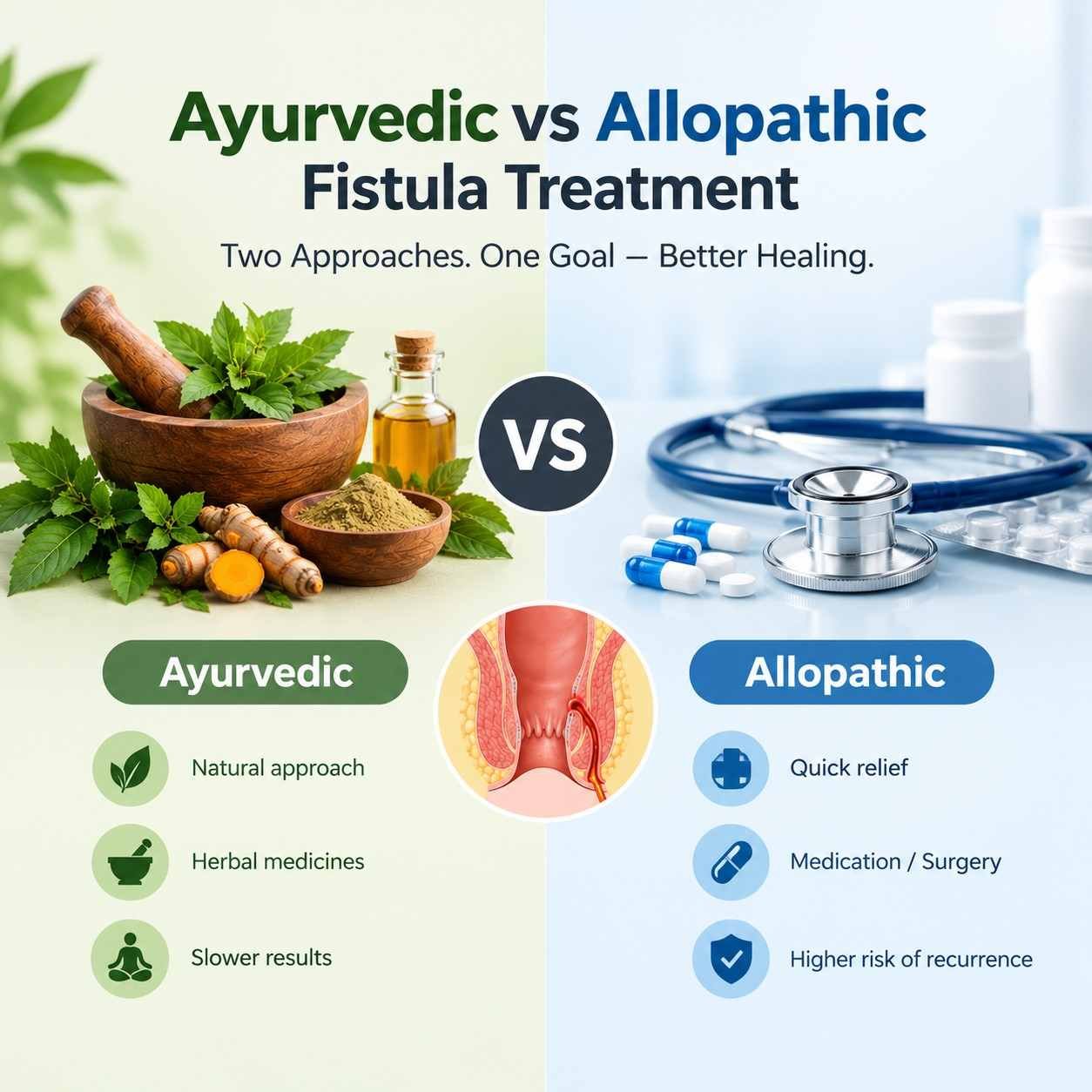 Ayurvedic vs Allopathic Fistula Treatment: An Honest Side-by-Side Comparison